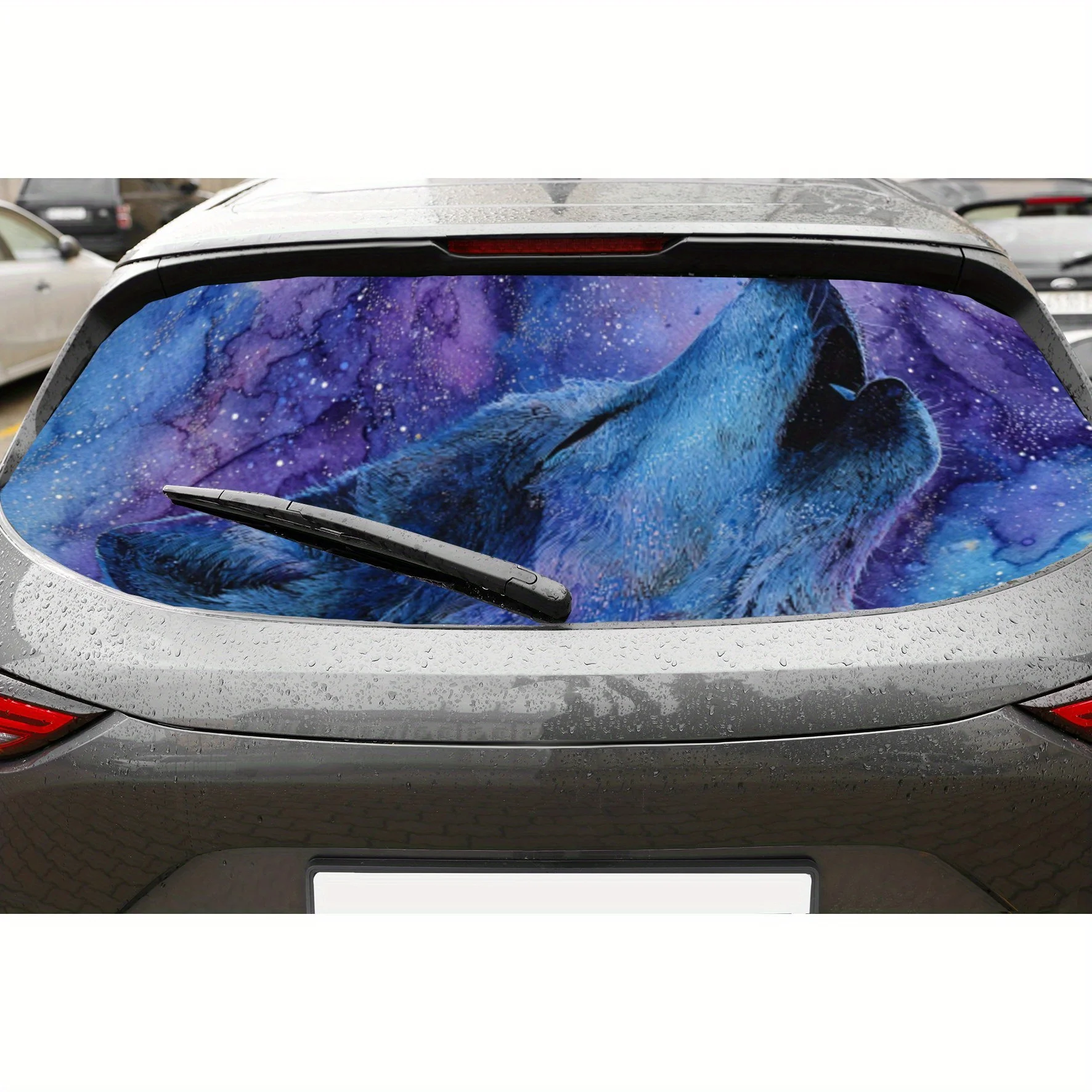 

Фиолетовая виниловая наклейка на заднее окно автомобиля «Звездное небо и волк» Howl, модная автонаклейка, водонепроницаемая самоклеящаяся и противоскользящая