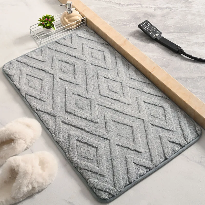 1pc Bath Rugs Bathroom Bath Floor Mat Flannel Non-Slip Carpet Bathtub Floor Rug Shower Room Doormat Mat