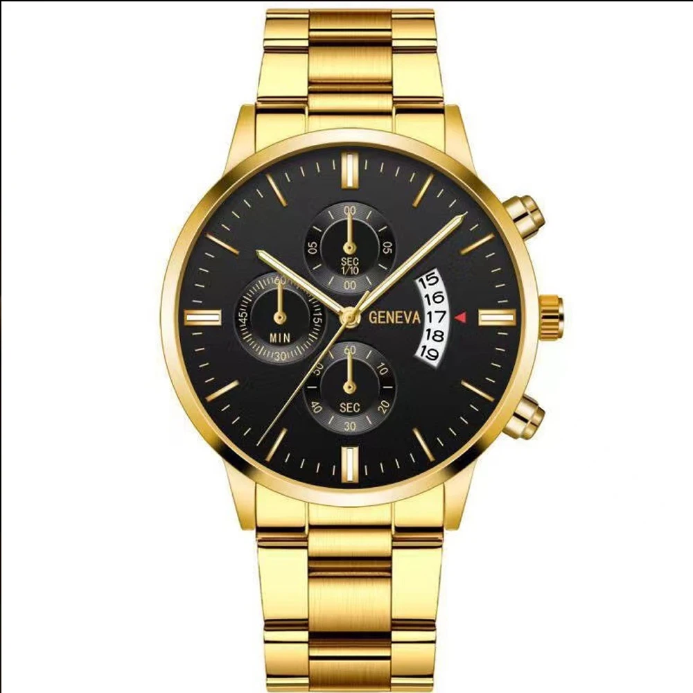 1pcs Calendar Steel Strip Men's Watch Large Dial Quartz Watch Men's Watch Foreign Trade Men's Watch