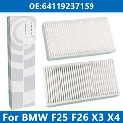 2 pz filtro abitacolo condizionatore d'aria 64119237159 per BMW X3 X4 18d 20i 20d 28i 30d 35d 35i M40i F25 F26 filtro abitacolo auto 2011-2018