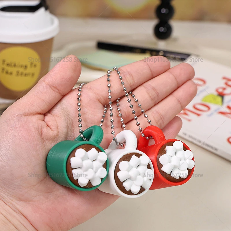 3D Printed Mini Hot Cocoa Keychain Stress Relief Toy Minimalist Creative Bag Pendant Jewelry