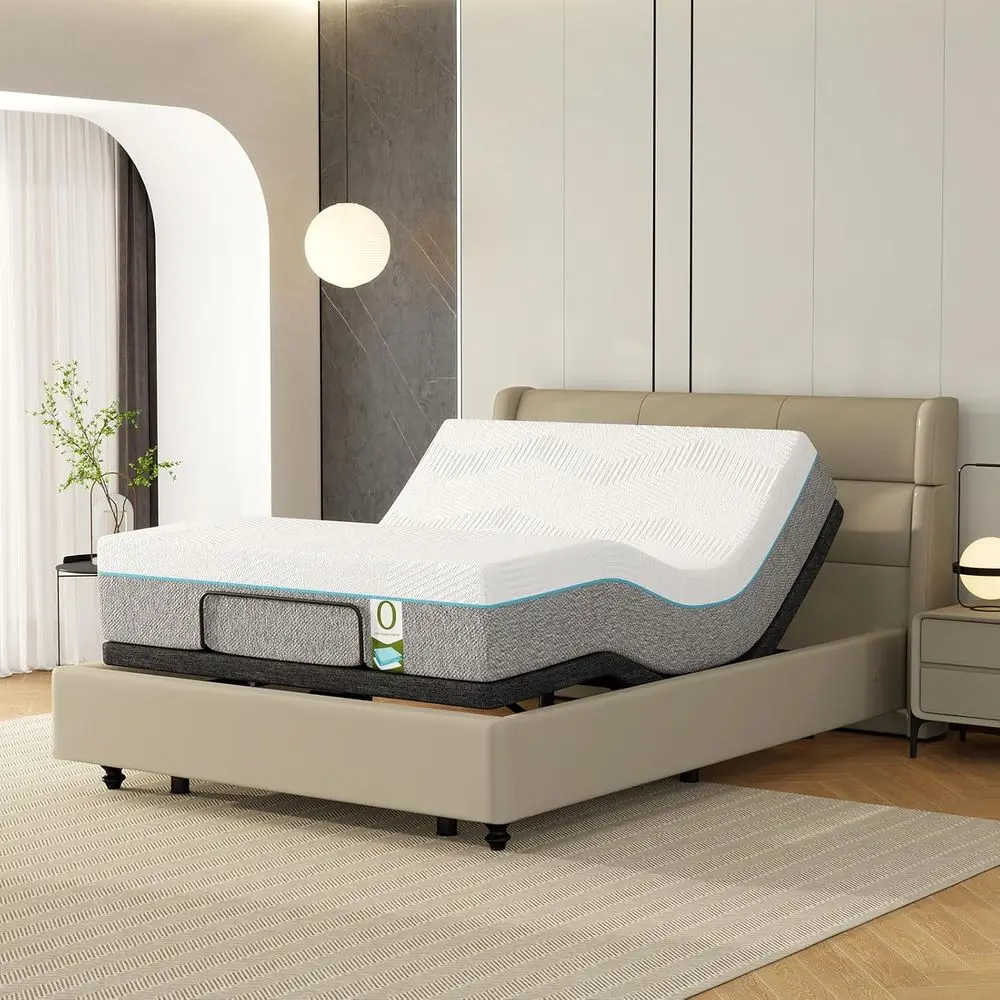 

12 Inch White Gel Memory Foam Mattress with Adjustable Bed Base, APP & Wireless Remote Control