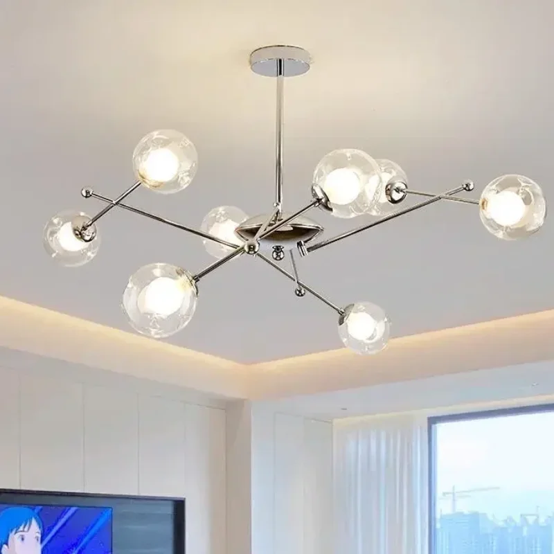 Bauhaus ceiling lamp Magic Bean Lights for Living Room Sliver Chrome Pendant Lamp Bedroom Dining Room Glass Chandelier