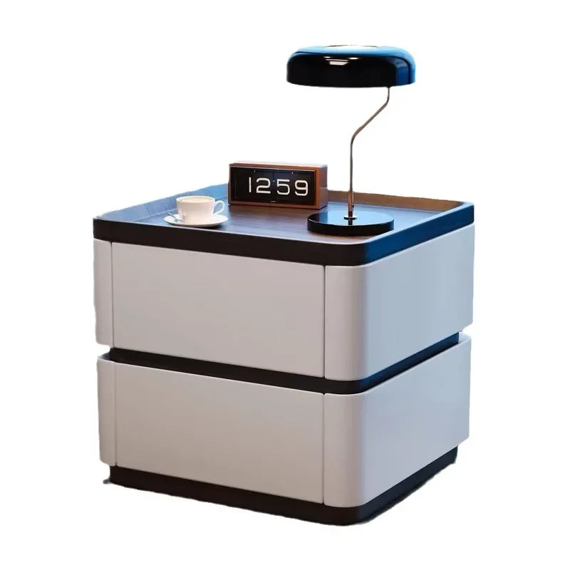 

Solid wood bedside table light luxury intelligent simple modern home Italian bedroom minimalist storage bedside table