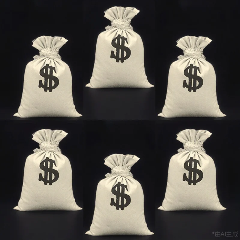 

6pcs Dollar Sign Pouches Money Bag for Party Gift Pirate Role Play Prop Drawstring Sack Cosplay Accessory