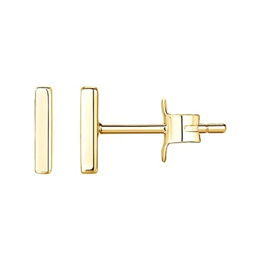 

14K Gold Plated 925 Sterling Silver Tiny Stud Earrings for Women - Dainty,,Earrings - Hypoallergenic Minimalist Geometric Jewel