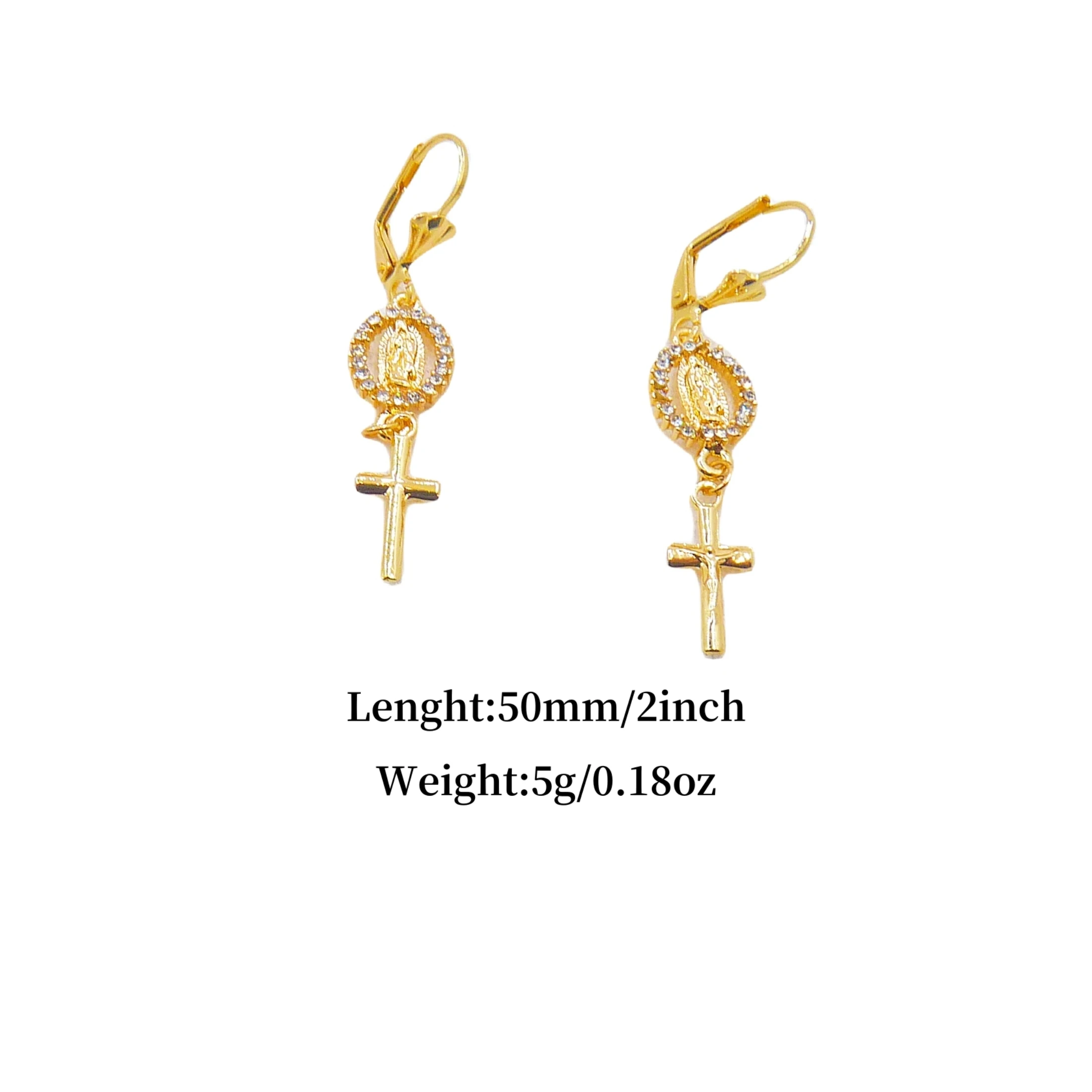 Fashionable and elegant Virgin Mary sparkling rhinestone cross earrings earrings for women daily wear holiday gift