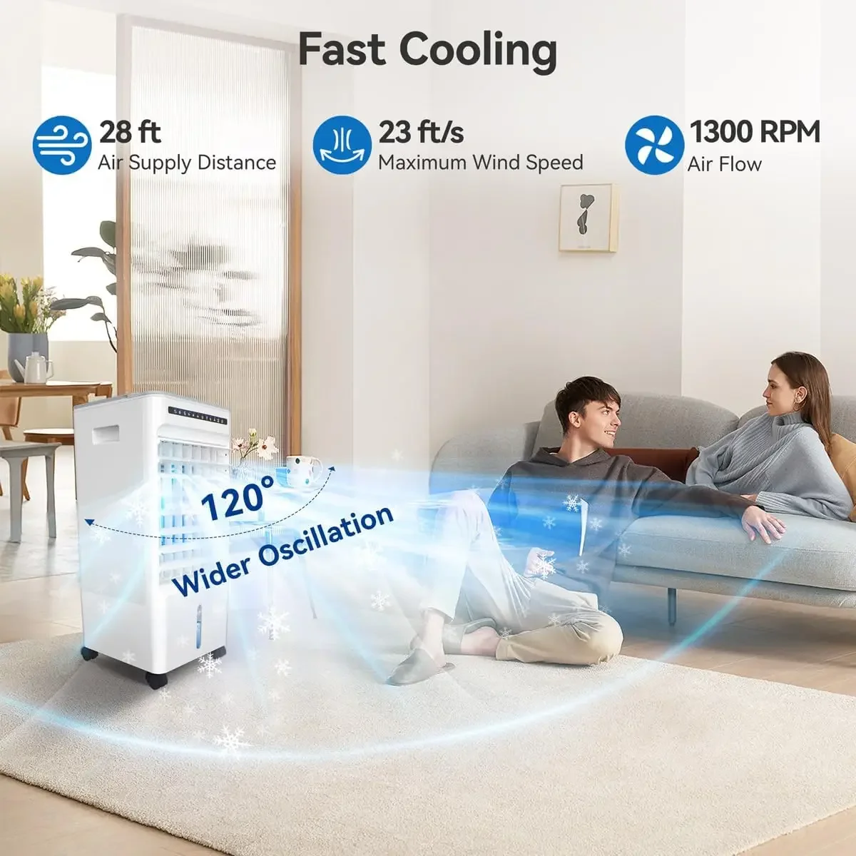 Aire acondicionado interior 4 en 1 eficiente y portátil, No requiere ventilación, perfecto para dormitorio, sin ventosa, soporte para habitación