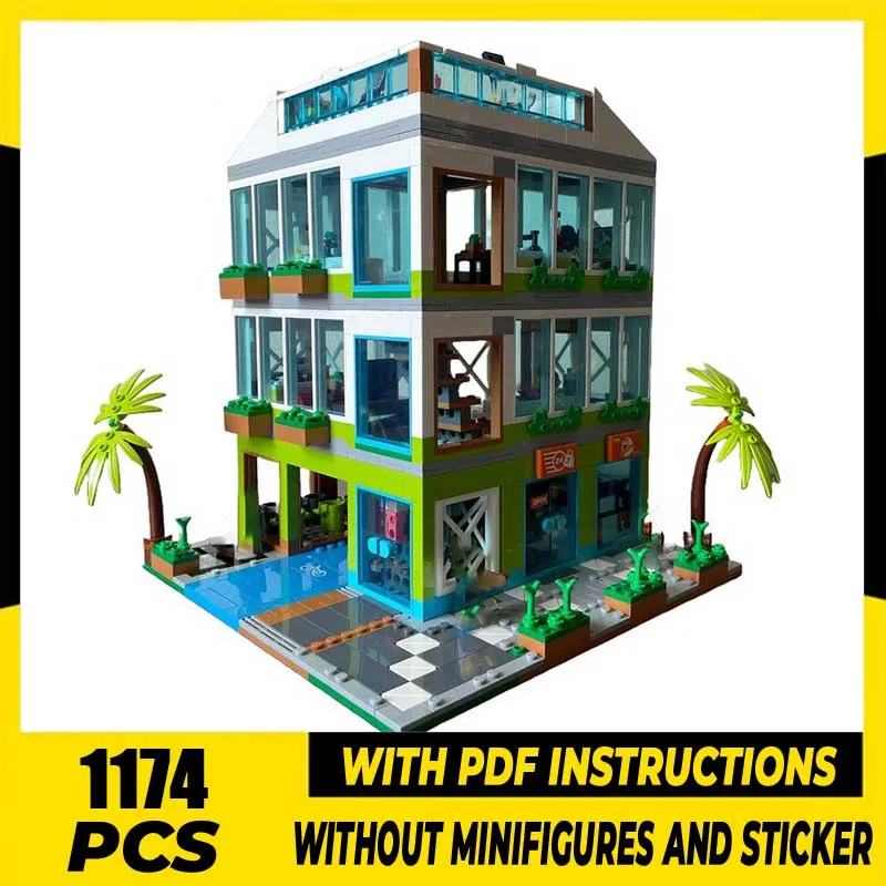 

Moc Building Bricks Apartment Complex Modular Alternate Build Technology Blocks Car Gifts Christmas Toys DIY Sets Assembly