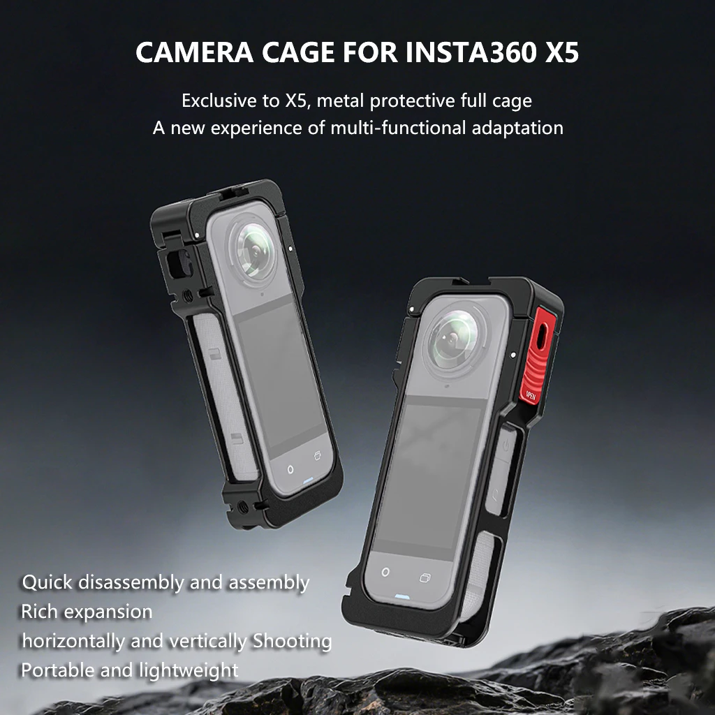 Für Insta360 X5 Erweiterung Fall Metall Schutz Rahmen Mit Kalten Schuh Halterung Magnetische Basis für Insta 360X5 Kamera Käfig Rig – Detail 23