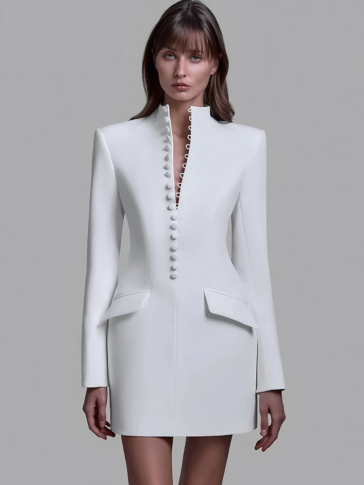 

Sibybo Single-breasted Casual Suit Dress Women Fashion Long Sleeve Package Hip Elegant Partywear Sexy Office Lady Blazer Dresses