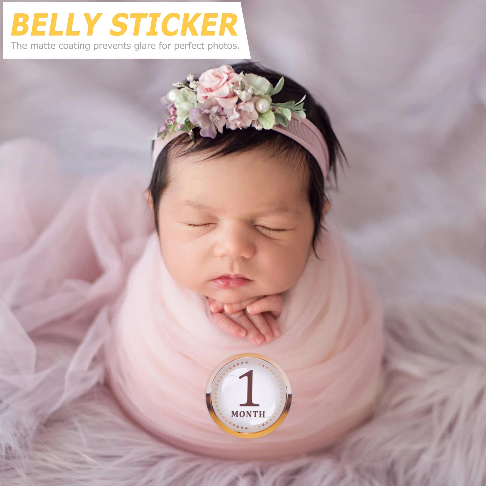 1Set Baby Monthly Milestone Sticker Newborn Photo Prop Easy Use Matte Coating for First Year Growth Recording Baby Photo