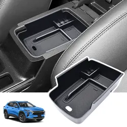 For Chevrolet Trax LS/1RS/LT/2RS/ACTIV 2024 2025 Center Console Armrest Storage Box Tray ABS Black Organizer Tidying Accessories