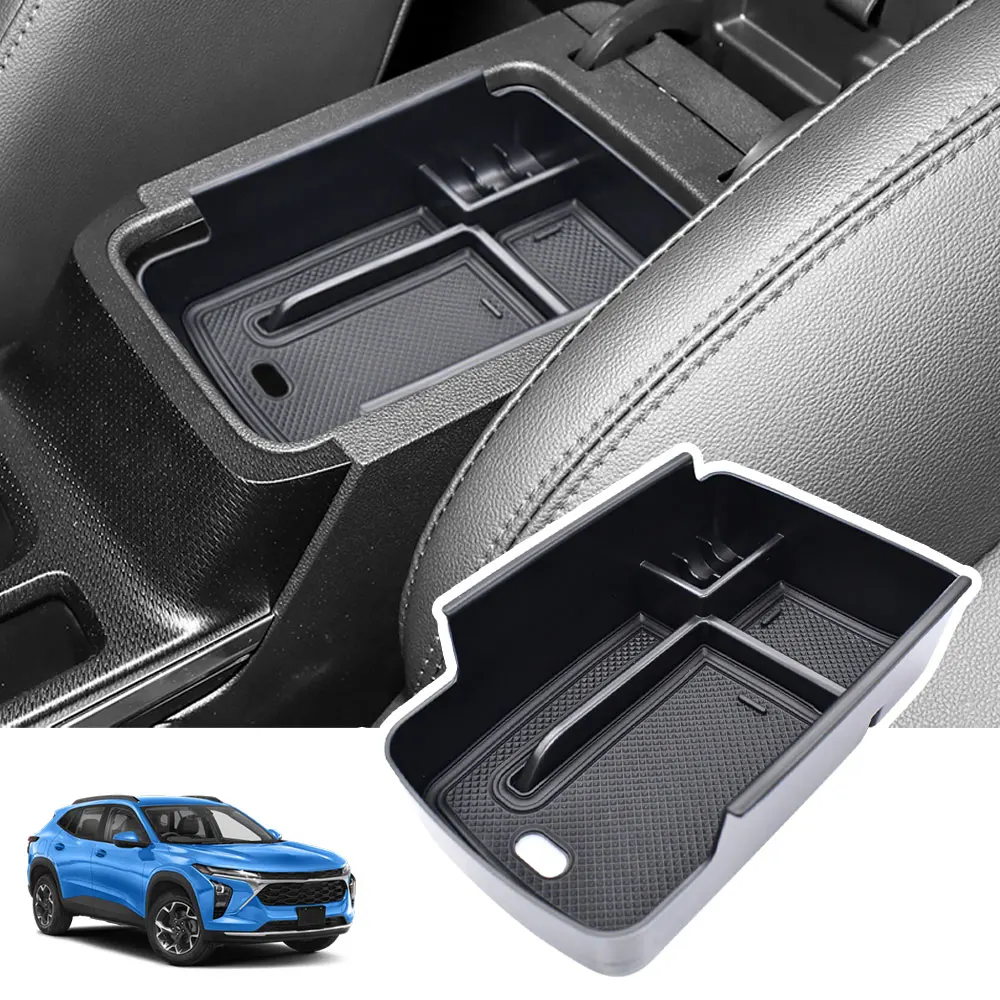 For Chevrolet Trax LS/1RS/LT/2RS/ACTIV 2024 2025 Center Console Armrest Storage Box Tray ABS Black Organizer Tidying Accessories