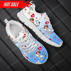 Brand Design Custom Shoes Nursing Shoes for Women Cartoon Nurse Doctor Pattern Lace Up Outdoor Walk Sneaker Ladies Hospital Work