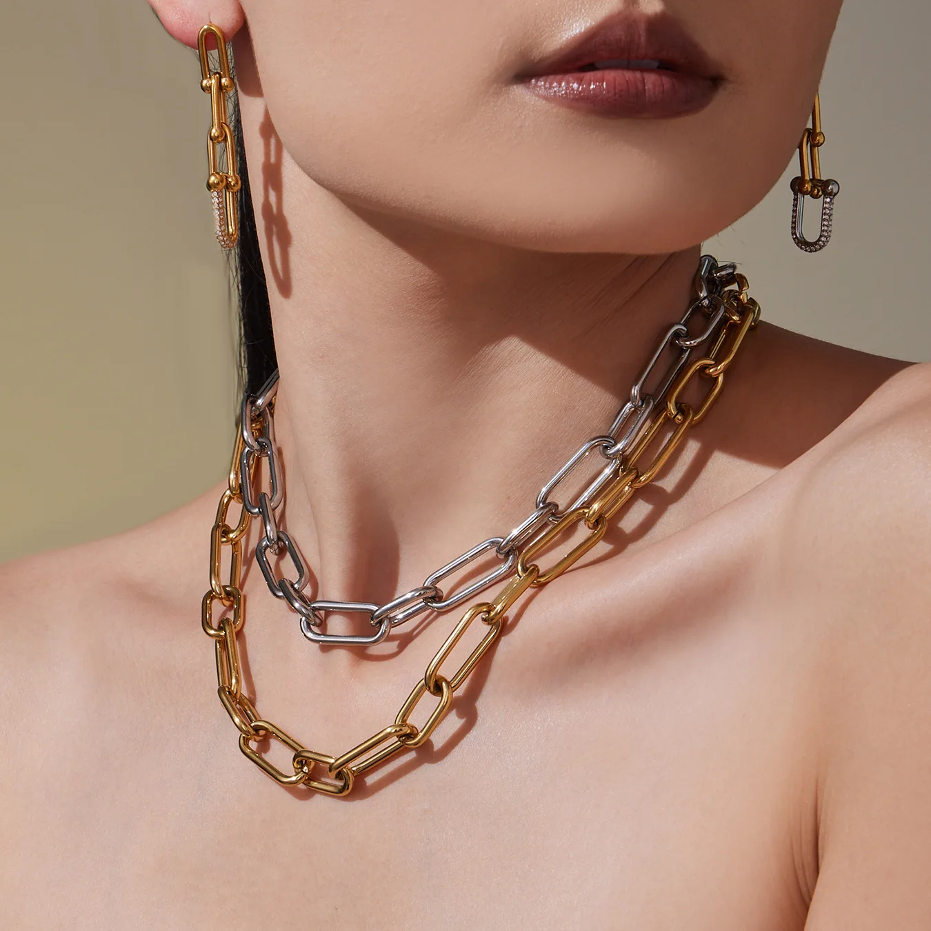 

JOOLIM Jewelry High End Pvd Wholesale No Fade Fashion Chunky Statement Basic Pin Link Chain Stainless Steel Necklace for Women