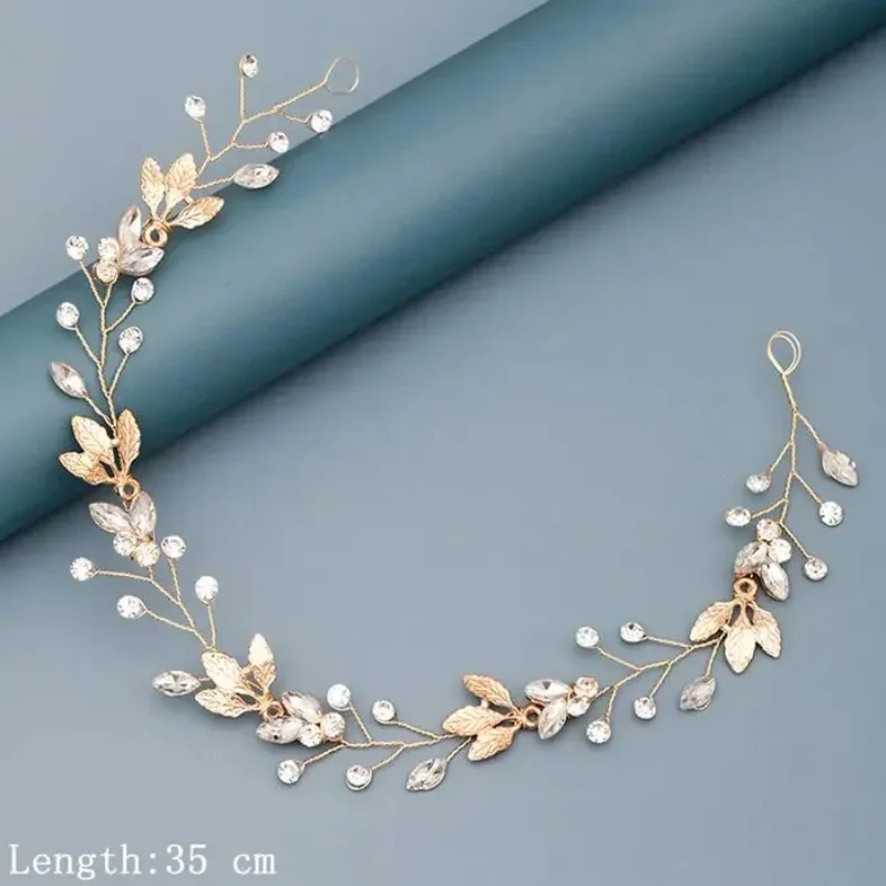 Pearl Rhinestone Flower Headband Wedding Hair Accessories For Women Bridal Headband Hair Jewelry Light Gold Wedding Accessories image 2