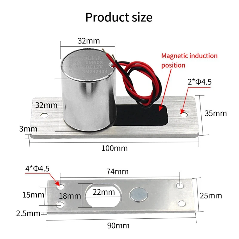 Waterproof Electronic Drop Bolt NC Door Lock DC 12V Induction Auto Deadbolt For Enhanced Daily Security