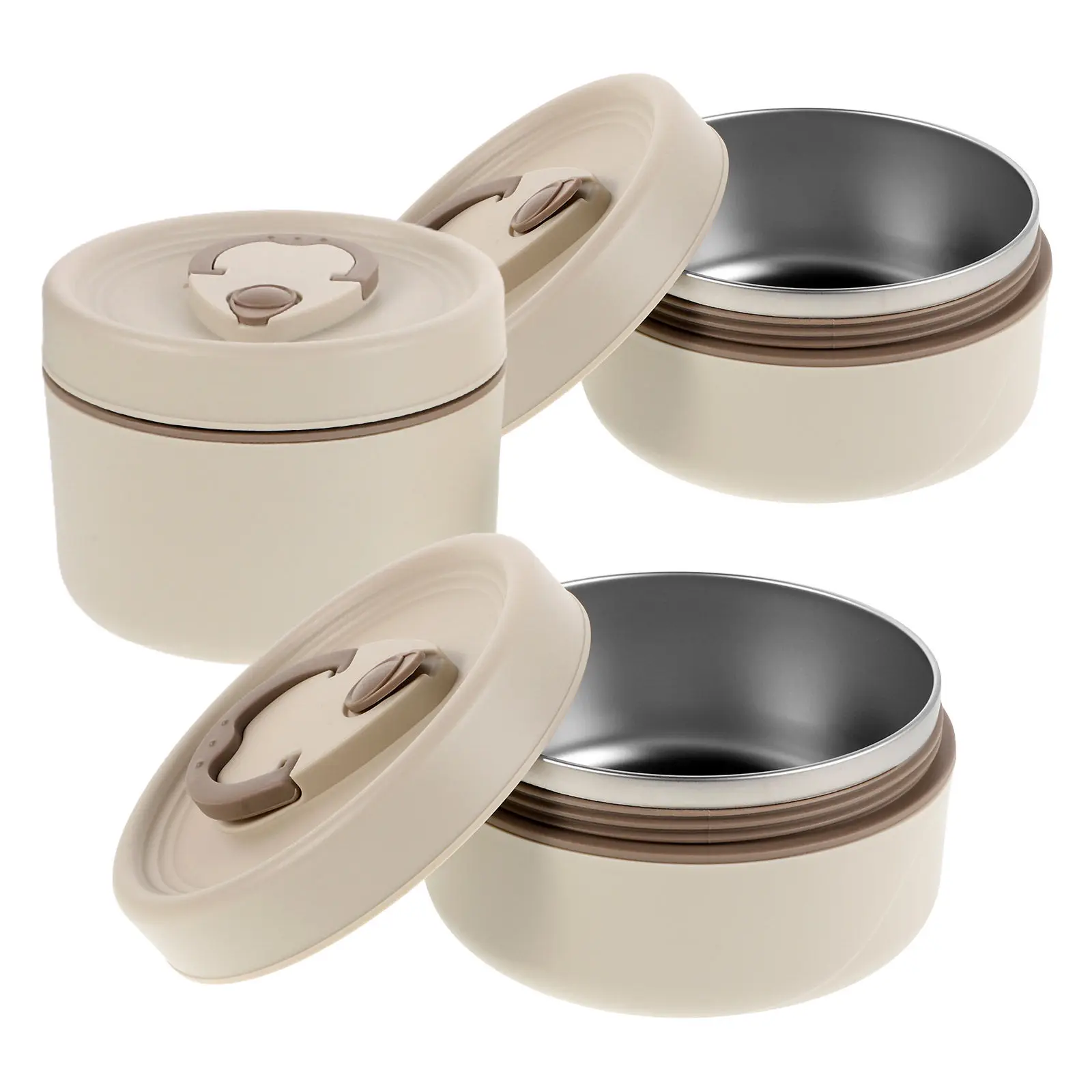 3Pcs Japanese Inspired Stainless Steel Insulated Bento Box Set Stackable Portable Lunch Containers for Adults Office School Hike