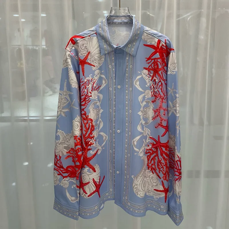 

Роскошные королевские рубашки, мужская одежда, повседневные рубашки с цветочным принтом в придворном стиле, манга, Лонна, рубашки для выпускного вечера, Camisas Social Masculina De Luxo