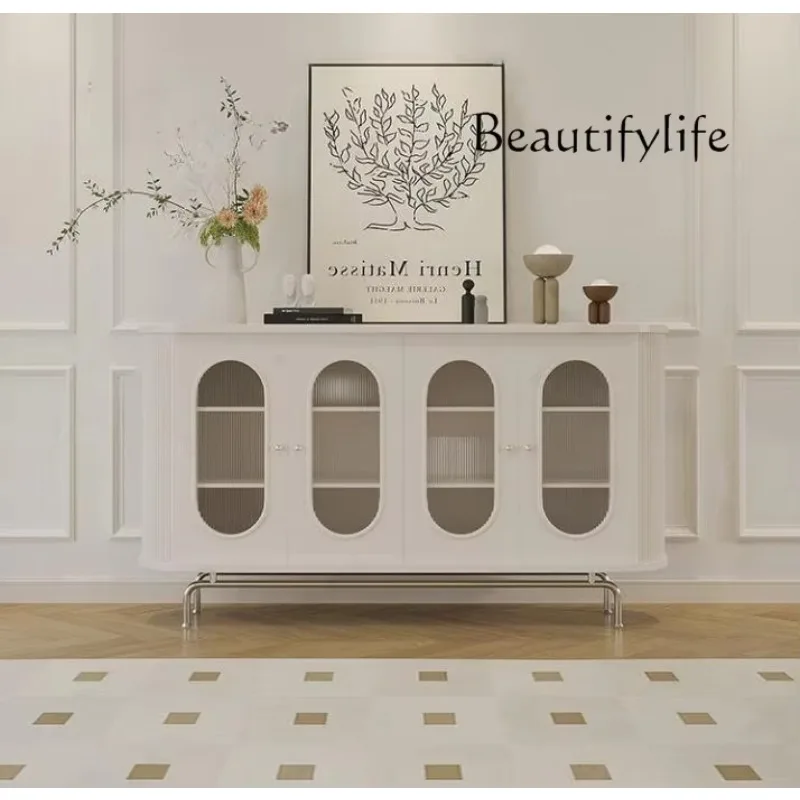 X35 Cream Style Dining Side Cabinet Modern Simple Living Room Wall Storage Cabinet French Light Luxury Storage Cabinet