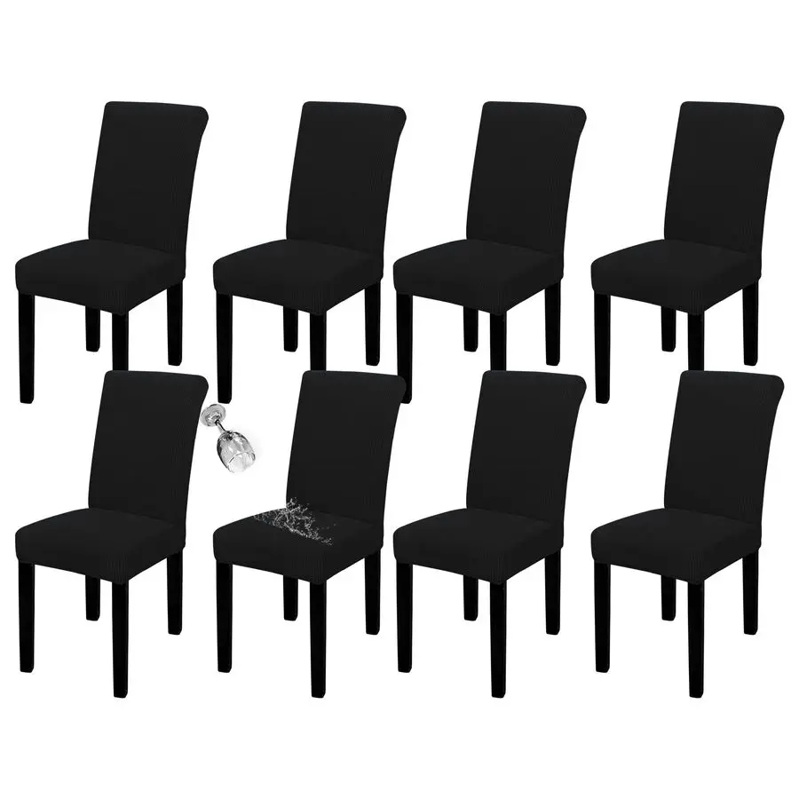 

100 Waterproof Dining Room Chair Cover Set of 8, Stretch Jacquard Parson Chair Slipcover Removable Washable Chair Protector for