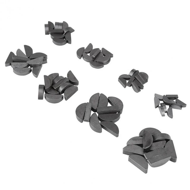 80Pcs/Set Woodruff Key Assortment Kit Lawn & Garden Equipment Woodruff Key, 8 Sizes, Carbon Steel Half Round Woodruff Key