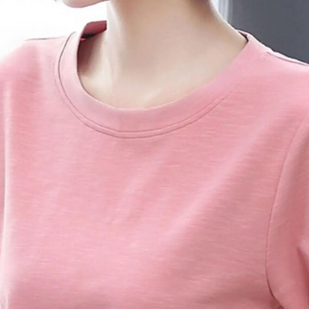 

Autumn Winter New Flared Sleeve Long Sleeve Solid Color Round Neck T-Shirt Women Elastic Pullover Tops