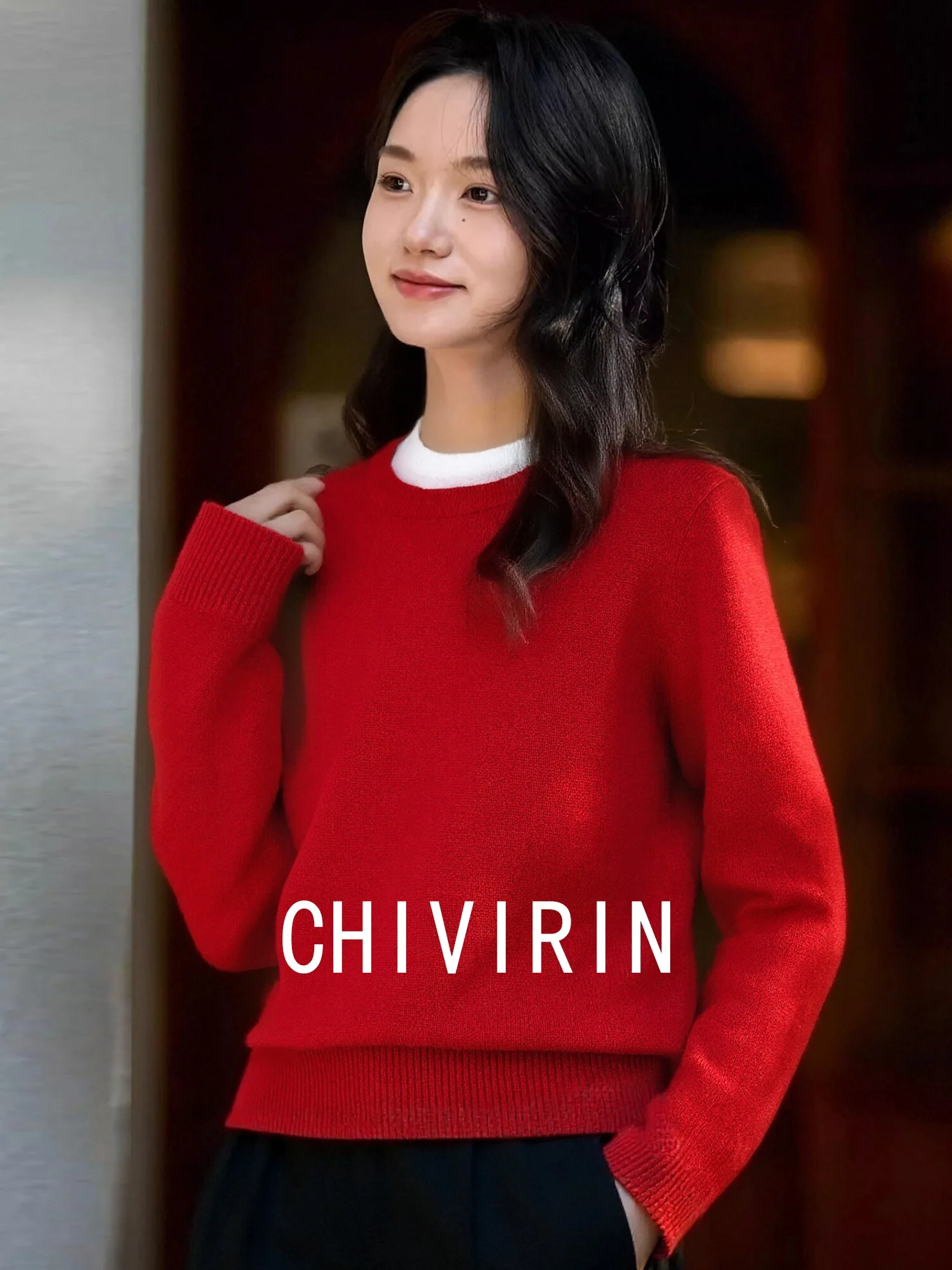 

Ele Camere Sweater Women's Loose Overhead New Year's Robe Comfortable Commute round Ne Long Sve Knitted Top