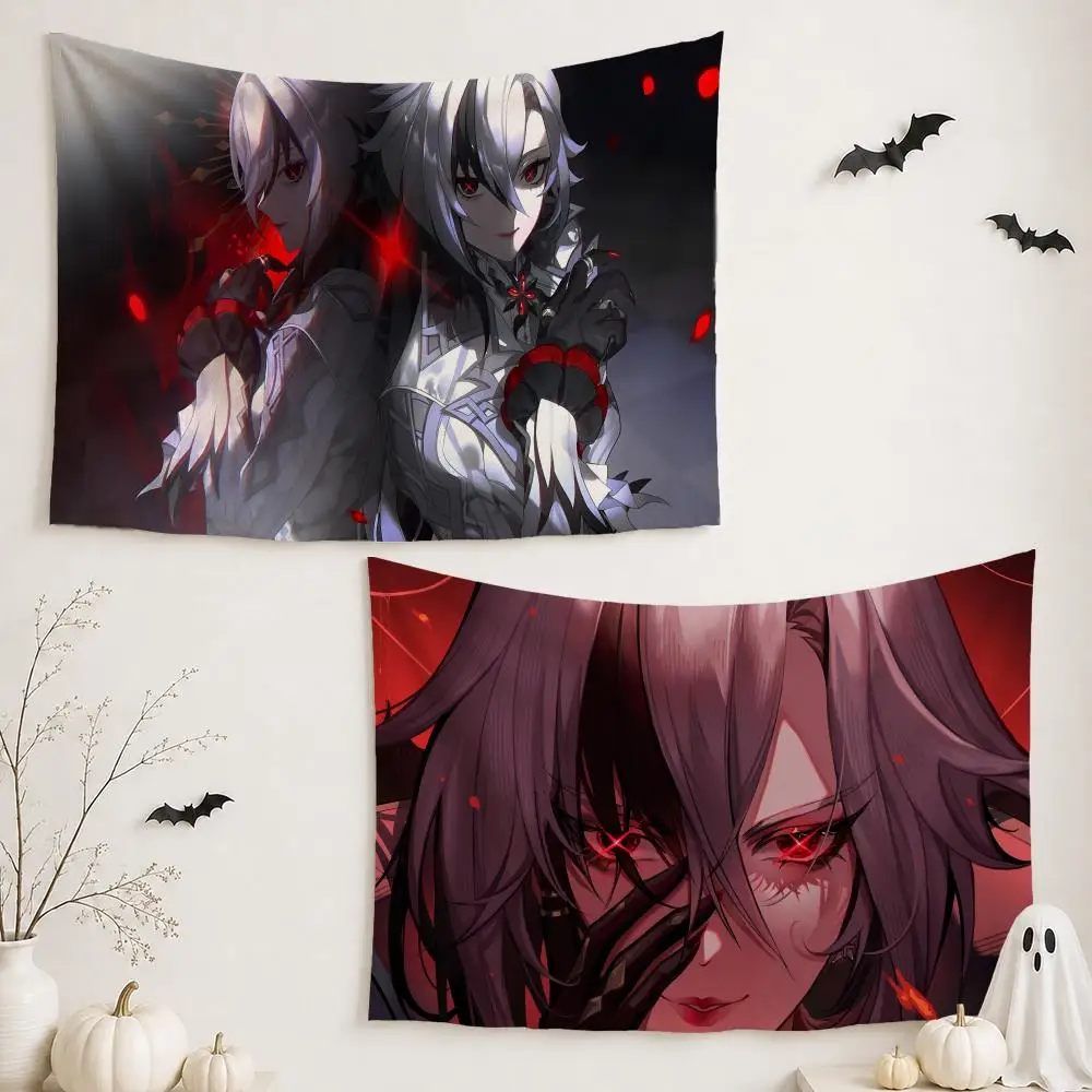 G-Genshin Impact Arlecchino			 Tapestry Wall Hanging Tapestry Aesthetic Room Decor Banners for Bedroom Living Room Outdoor Party