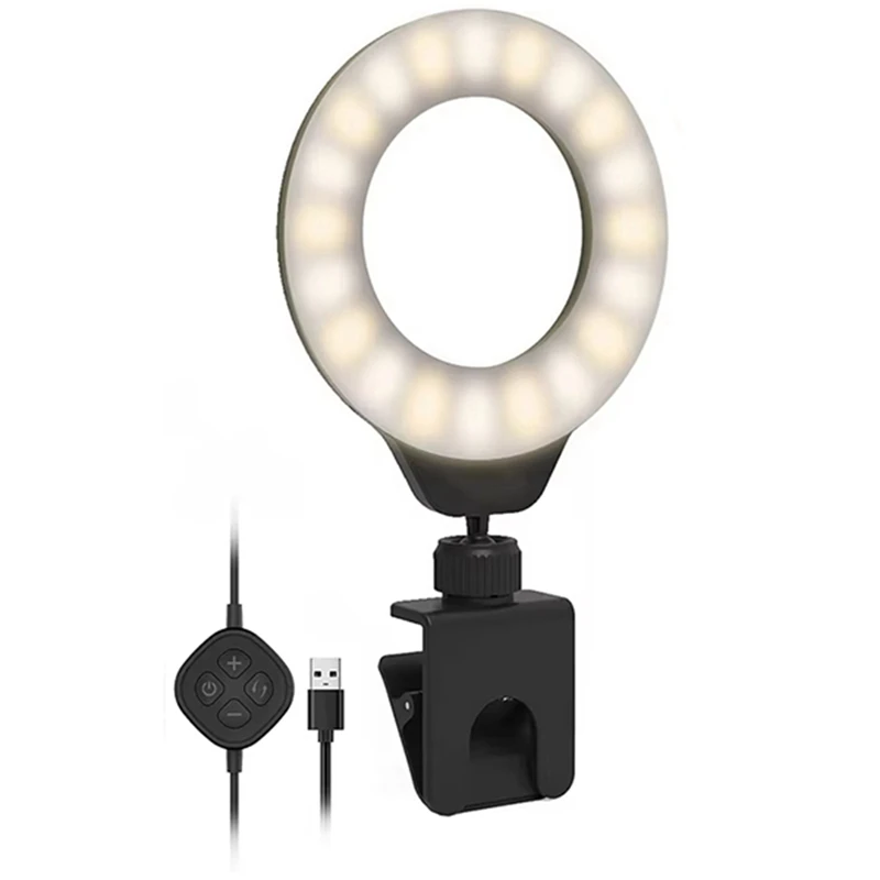 Adjustable LED Selfie Light Vedio Lamp With Clip On Laptop Computer For Live Streaming Self Broadcasting Conference Chat