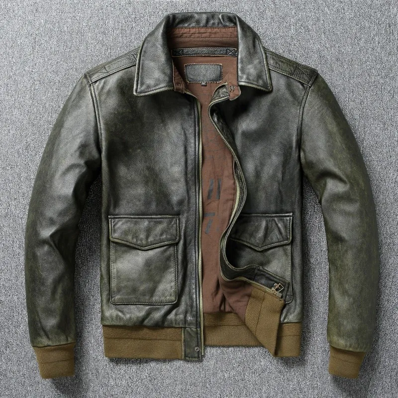 ジャケット・アウター vintage A-2 cow leather bomber jacket Men's Cowhide Leather A-2 Bomber Jacket, Air Force Pilot Style - Etsy
