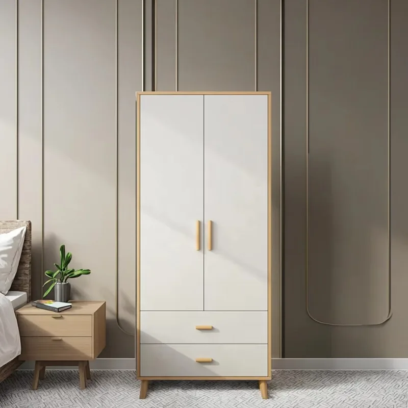 

Modern Double Door Wardrobe for Girls Small Bedroom Furniture with Household MDF Doors