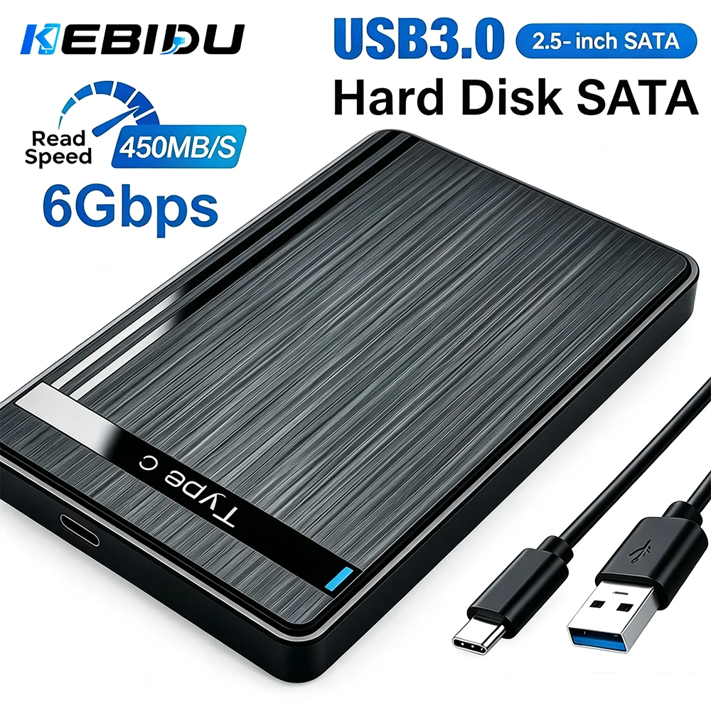 KEBIDU USB 3.0 to SATA 2.5Inch Hard Drive Enclosure 5Gbps External SSD HDD Adapter Case Portable Mobile Hard Disk Box for Laptop