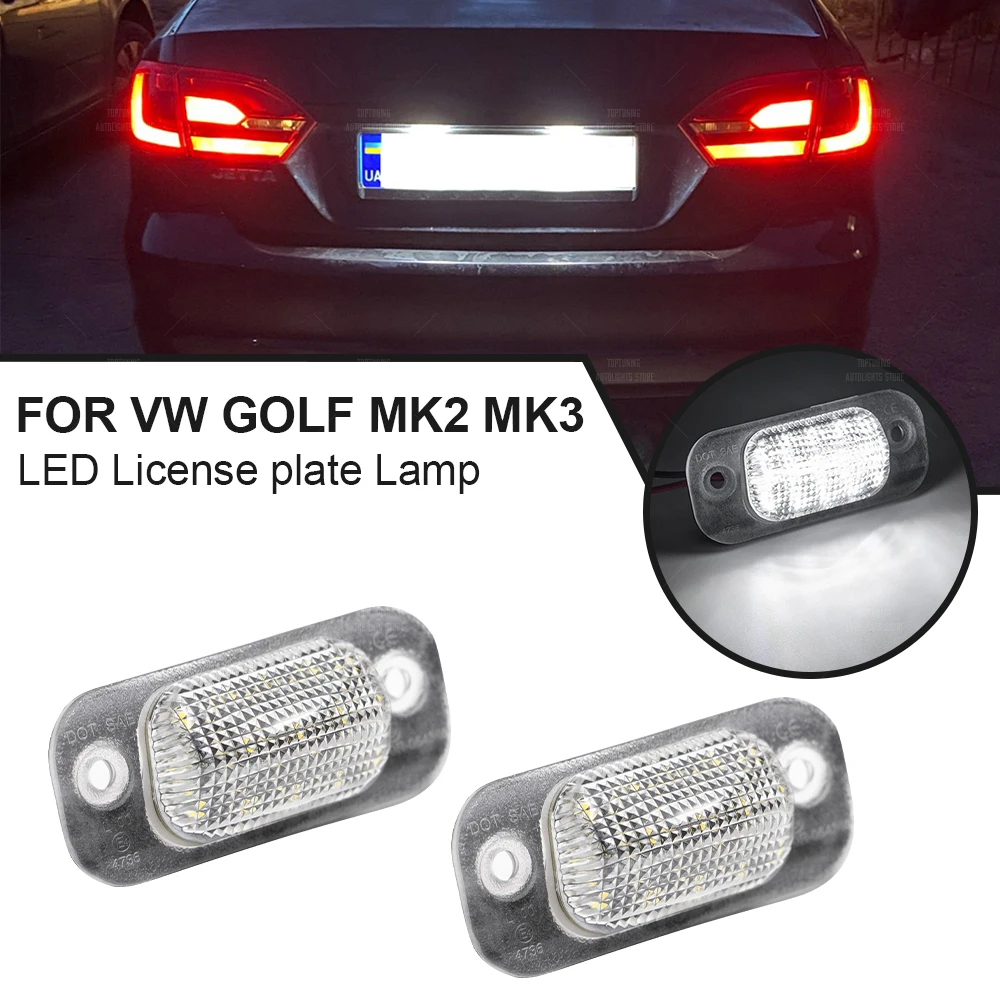 

For VW Golf 2 MK2 1983-1992 Golf 3 MK3 Jetta MK2 1984-1991 Polo LED License Number Plate Light Lamp 2PCS For Seat Ibiza Cordoba