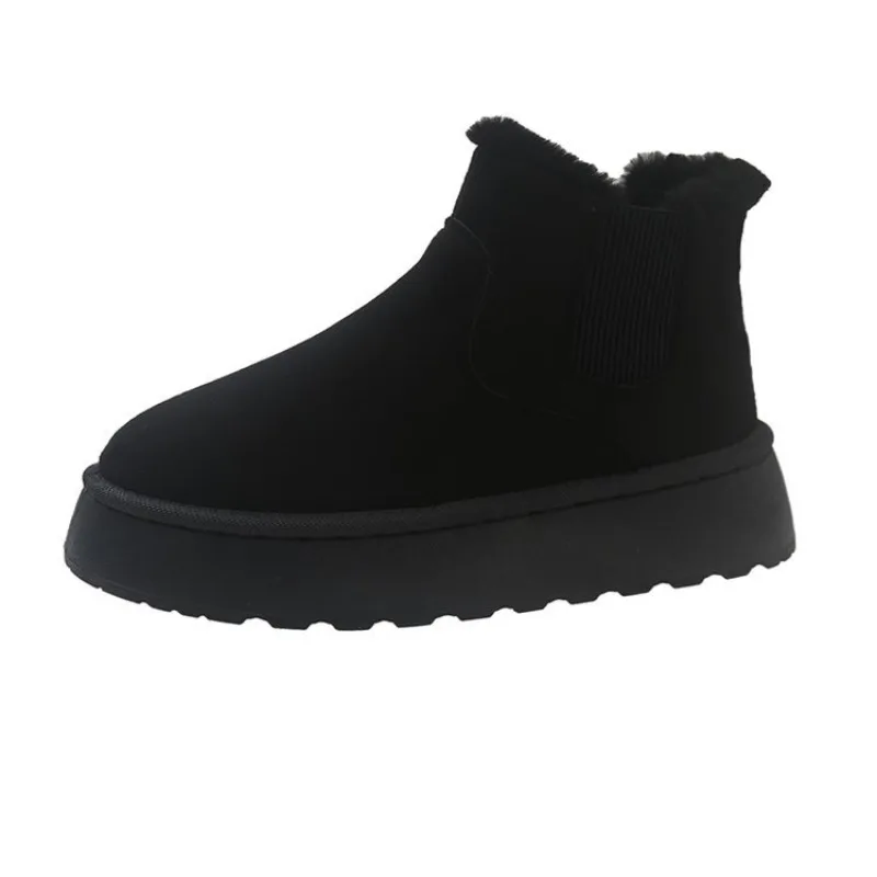 

Women Short Plush Warm Snow Boots Winter Casual Shoes Fur Ankle Boots Flats Ladies Shoes Botas 36-44 Flats Platform Ladies Shoes