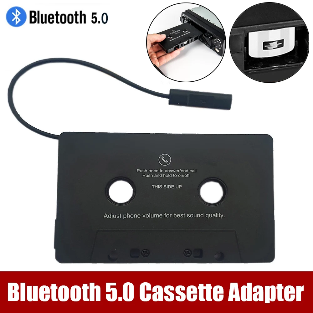 محول شريط صوتي للسيارة 5.0 عالمي يعمل بالبلوتوث مشغل MP3/SBC/AAC مشغل إستيريو AUX مع مهايئ كاسيت صوتي للموسيقى مع ميكروفون