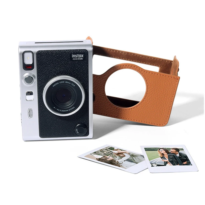 Instant Camera Storage Bag Suitable for Fujifilm Instax Mini Evo Leather Vintage Camera Bag Leather Case with Shoulder Strap