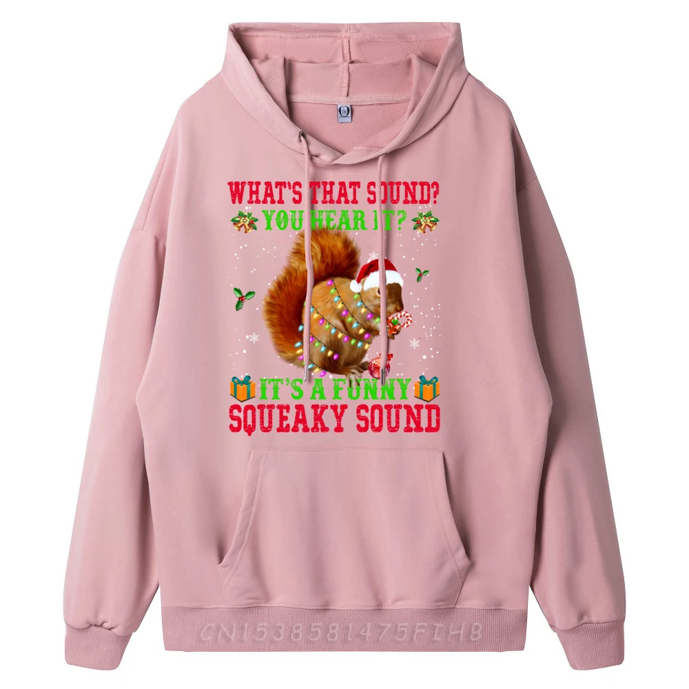 It is A Funny Squeaky Sound Sweater Christmas Squirrel Black Graphic Tees Men's Oversize Long Sleeve New Years Eve