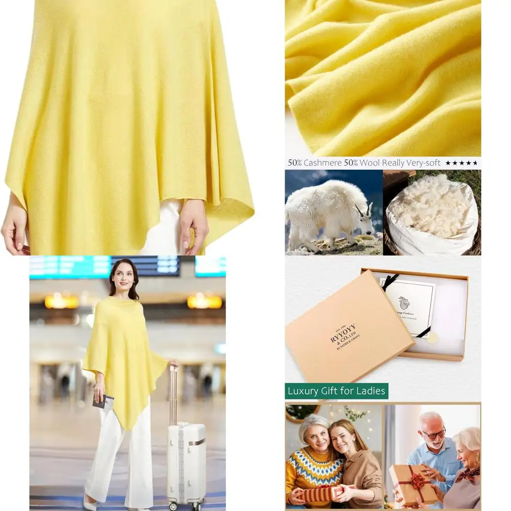

Luxurious Lightweight Cashmere Blend Women's Poncho - Versatile Travel Wear