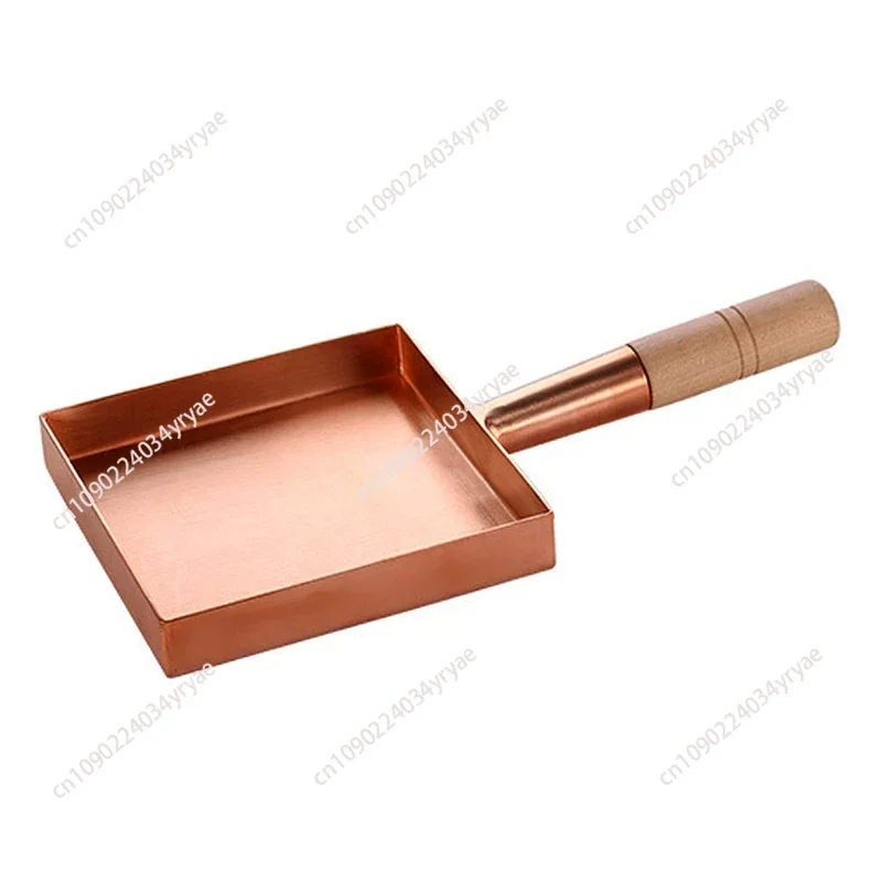 

Brass baking tray Copper frying pan Square pan with wooden handle Copper Pot pancake pan Japanese style Yuzi braised copper pot