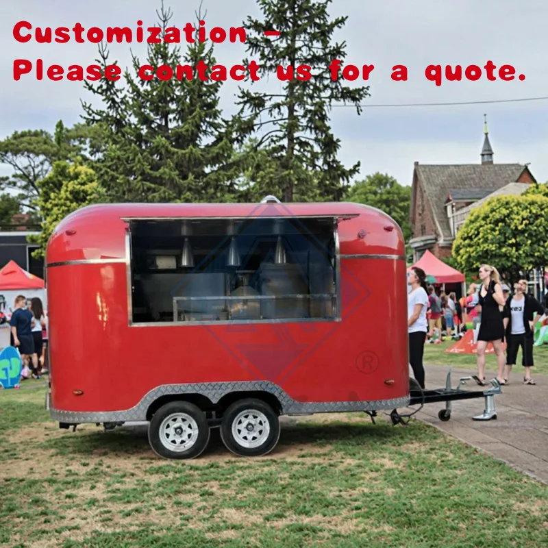 

custom.Large Food Trailer Full Kitchen Coffee Shop Pizza Food Cart Fully Equipped Kitchen Commercial Stainless Steel Food Truck