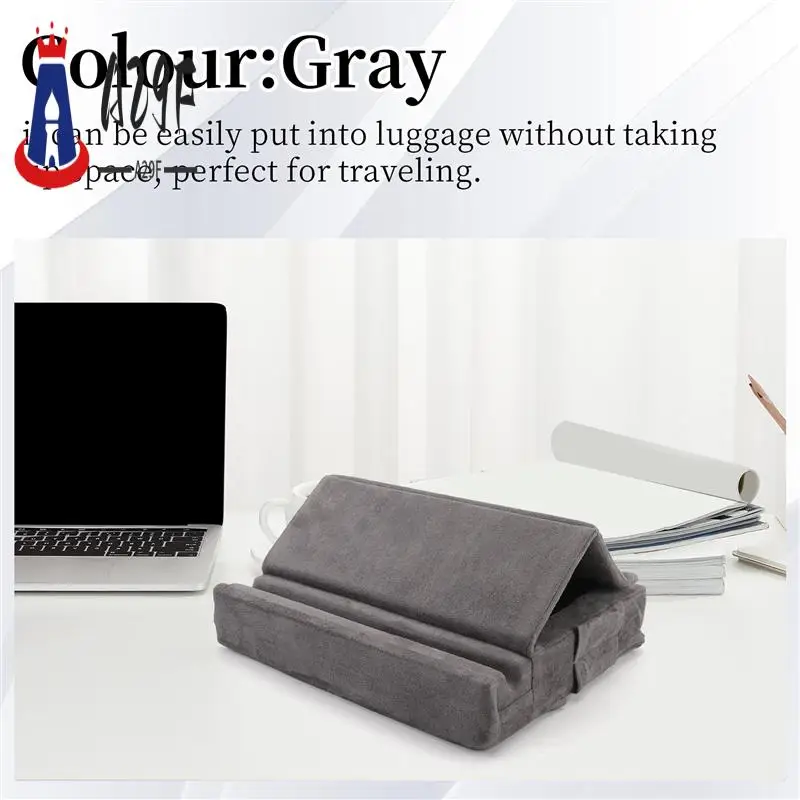

A29F-Tablet Pillow Stand With Storage Foldable Holder Angle Adjustable Soft Pad Dock For Bed And Laptop And Desk
