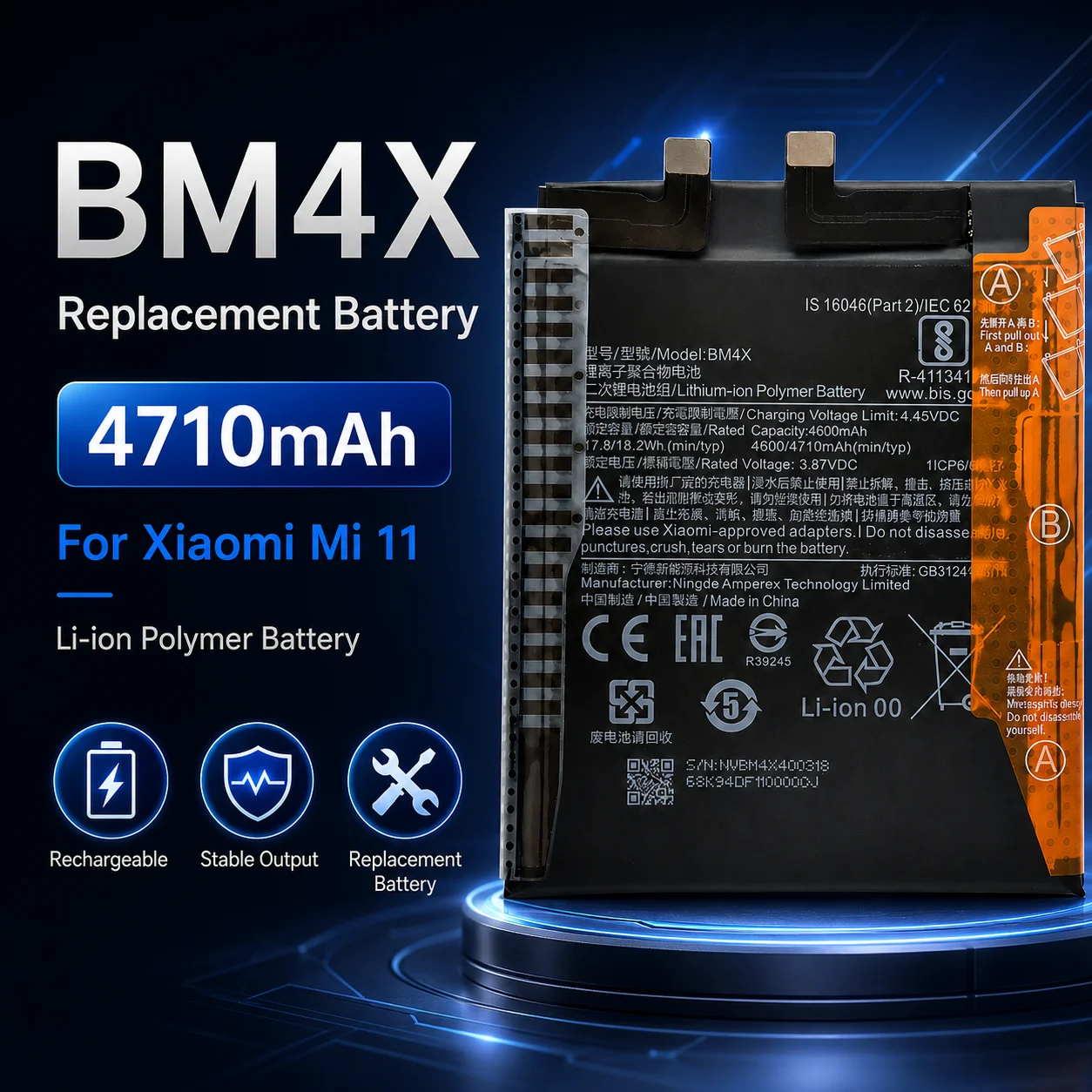 

BM4X Battery 4710mAh Original For Xiaomi Mi 11 Mi11 High Quality Phone Replacement Bateria