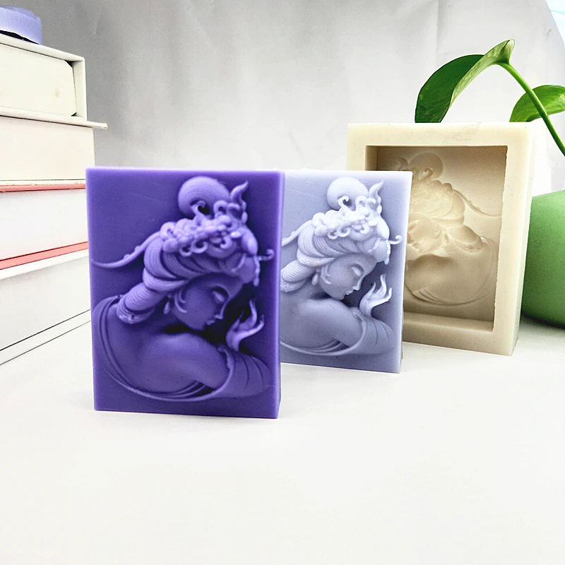 Charming Woman Silicone Mold for Soap Side View Of Beauty Wax Mould Handmade Gift for Festival Birthday Party Human Moulds