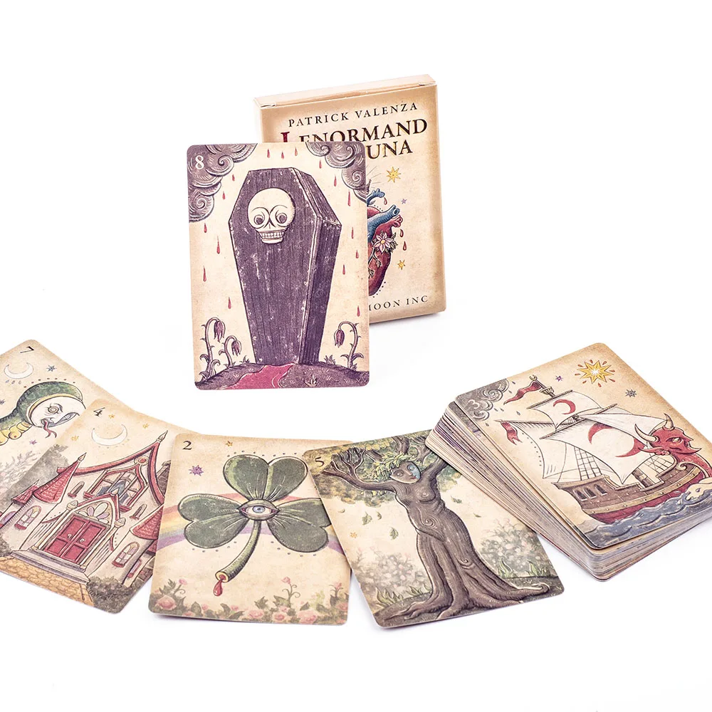 Lenormand Della Luna Tarot-Deck, 36 Karten, Wahrsagerei, Schicksal, Orakelkarten für Partyspiele, 7,3 x 10,2 cm