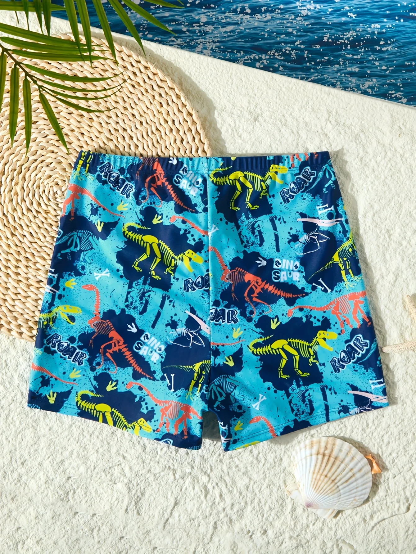 

Плавки с принтом динозавров для мальчиков, модные эластичные трусы-боксеры из полиэстера, забавный узор, летний подарок для путешествий