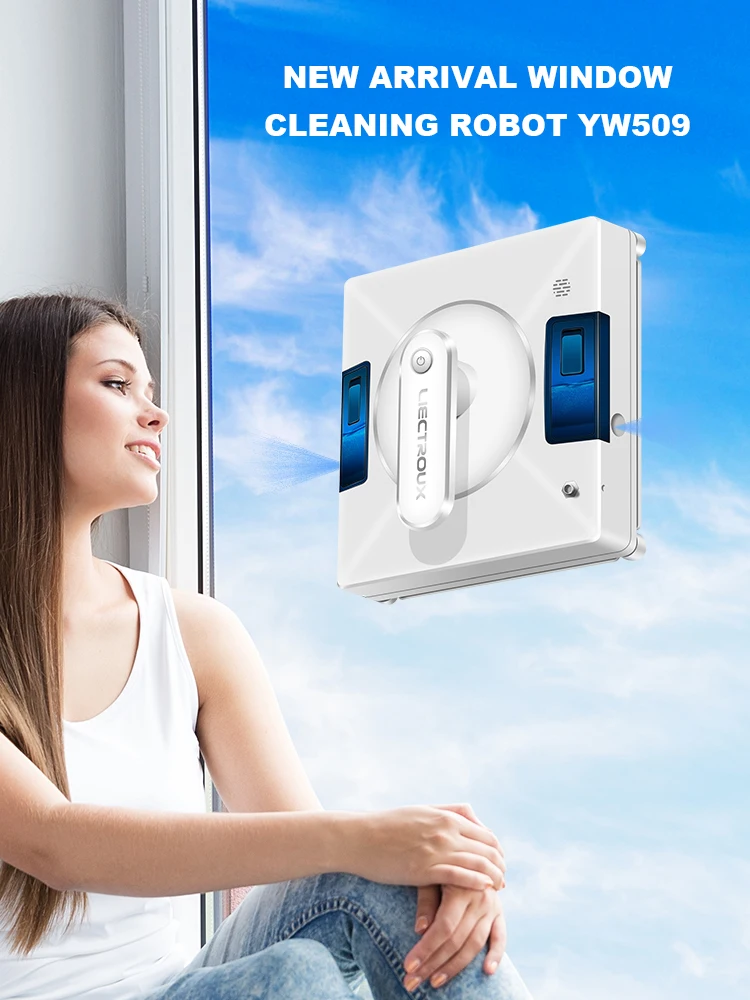 Robot nettoyeur de vitres Liectroux YW509, pulvérisation d'eau bidirectionnelle, robot de nettoyage de vitres pour sols en verre, robot aspirateur pour fenêtres, navigation intelligente, système de