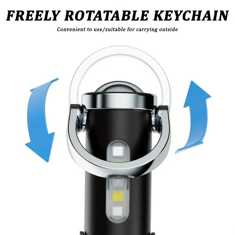 1-2PCS Rechargeable Keychain Flashlights Multifunction COB Work Light 6 Modes Emergency Keychain Light for Walking Searching