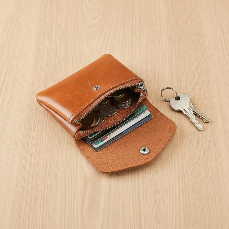 Vintage Unisex Change Purse Sturdy Zipper Scratch Resistant Small Lightweight Wallet for Commute Travel Birthday Gift